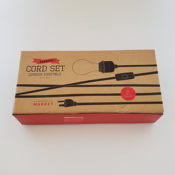 West Elm Plug-In Pendant Cord Set Red Swag Pendant Light Kit 15 ft New - Picture 4 of 16